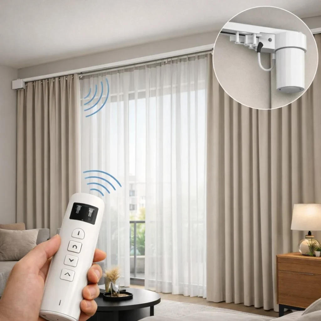 Upgrade Your Home with Motorized Curtain modern smart living room interior design