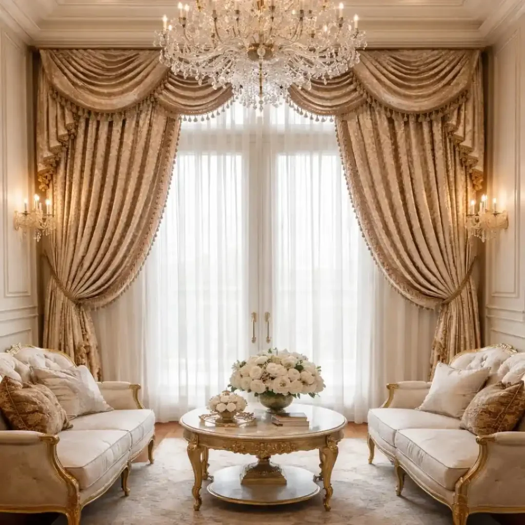 Transform Your Home with Luxury Curtains elegant modern living room Dubai interior design