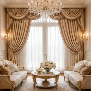 Transform Your Home with Luxury Curtains elegant modern living room Dubai interior design